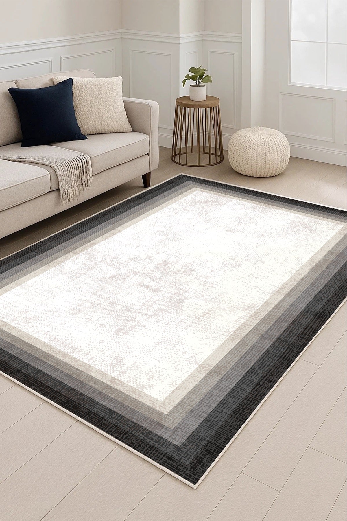 West Home Dijital Baskılı Yıkanabilir Kaymaz Taban Salon, Mutfak ve Yolluk Halısı-764 Black