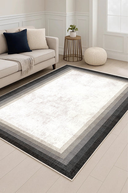 West Home Dijital Baskılı Yıkanabilir Kaymaz Taban Salon, Mutfak ve Yolluk Halısı-764 Black