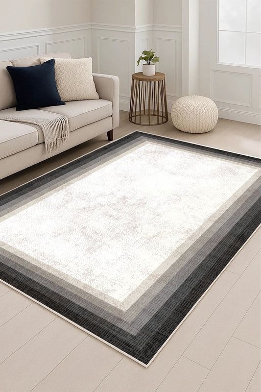 West Home Dijital Baskılı Yıkanabilir Kaymaz Taban Salon, Mutfak ve Yolluk Halısı-764 Black