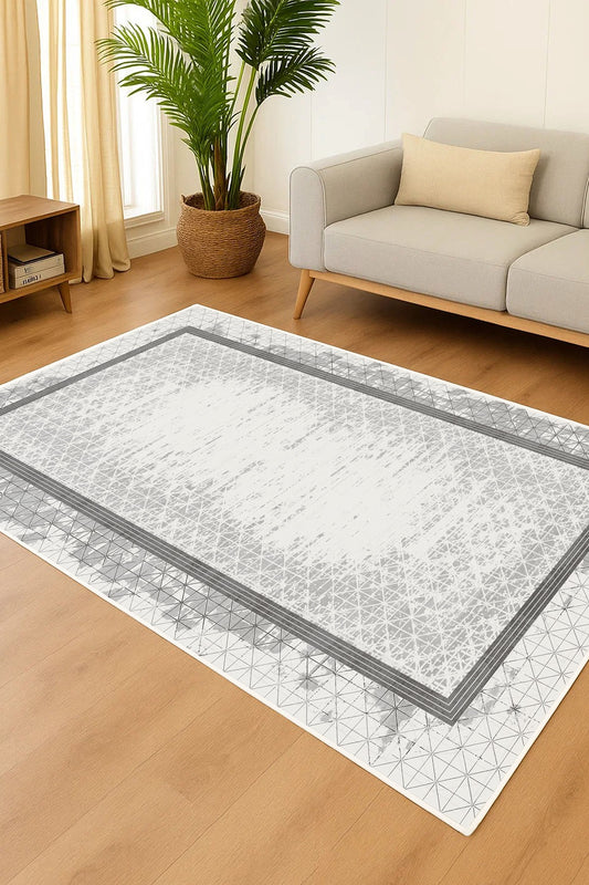 West Home Dijital Baskılı Yıkanabilir Kaymaz Taban Salon, Mutfak ve Yolluk Halısı-765 Grey