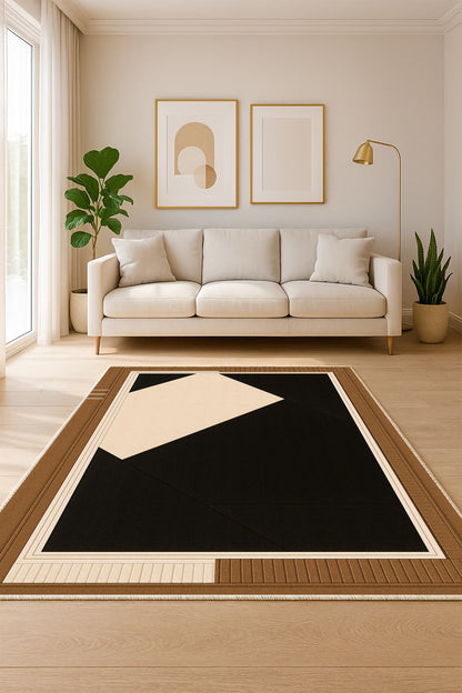 West Home Dijital Baskılı Yıkanabilir Kaymaz Taban Salon, Mutfak ve Yolluk Halısı-766 Brown