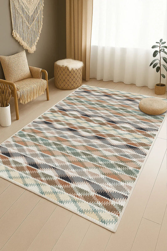 West Home Dijital Baskılı Yıkanabilir Kaymaz Taban Salon, Mutfak ve Yolluk Halısı-770 Multy