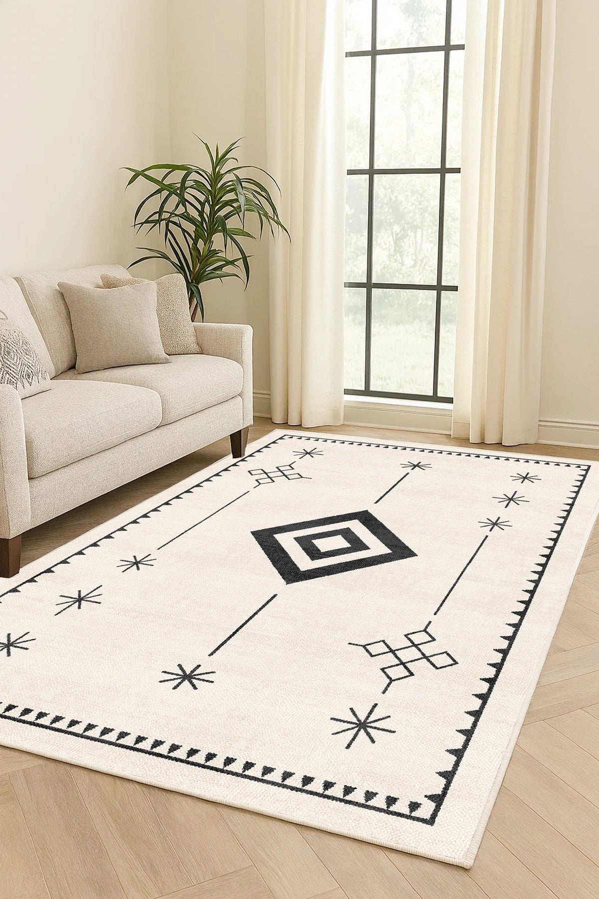 West Home Dijital Baskılı Yıkanabilir Kaymaz Taban Salon, Mutfak ve Yolluk Halısı-775 Beige