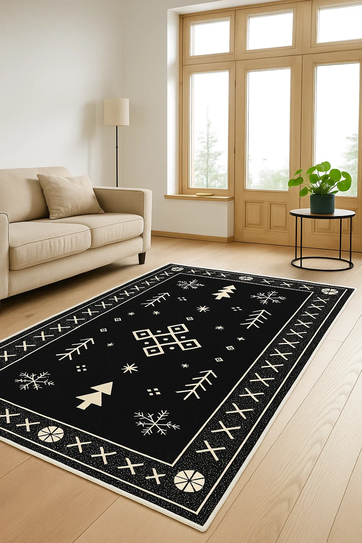 West Home Dijital Baskılı Yıkanabilir Kaymaz Taban Salon, Mutfak ve Yolluk Halısı-777 Black