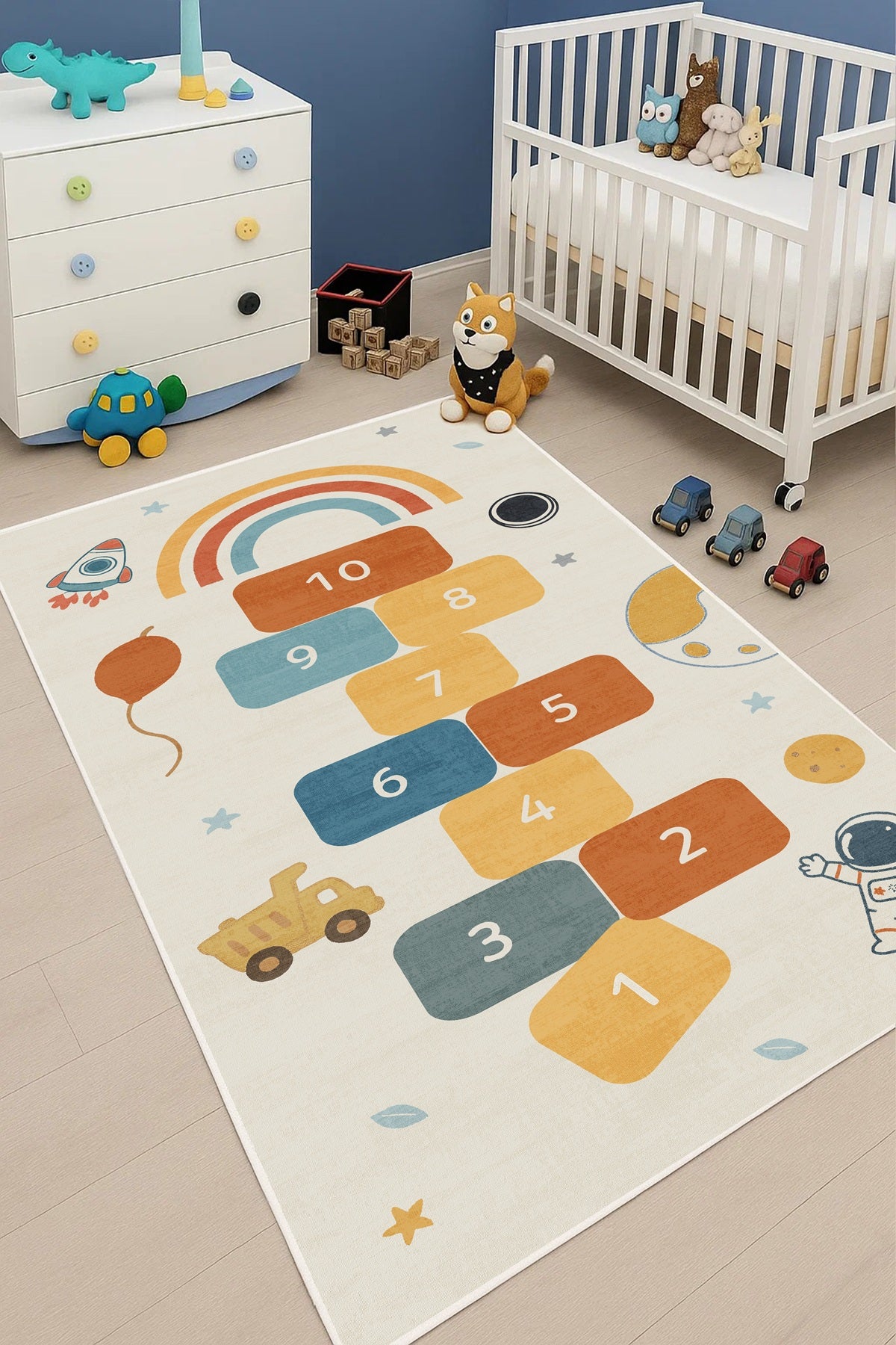 West Home Machine Washable Children's Rug - 748 White