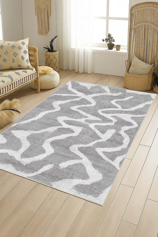 West Home Dijital Baskılı Yıkanabilir Kaymaz Taban Salon, Mutfak ve Yolluk Halısı-782 Grey