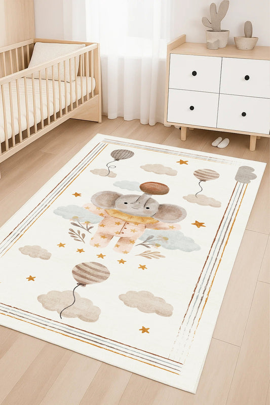 West Home Makinede Yıkanabilir, Çocuk Halısı-791 White