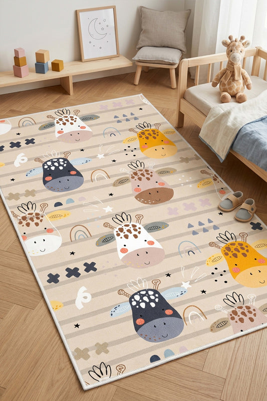 West Home Machine Washable Children's Rug - 656 Beige
