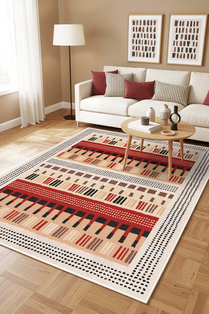 West Home Digital Print Washable Non-Slip Base Living Room, Kitchen and Hallway Rug - 859 Multy