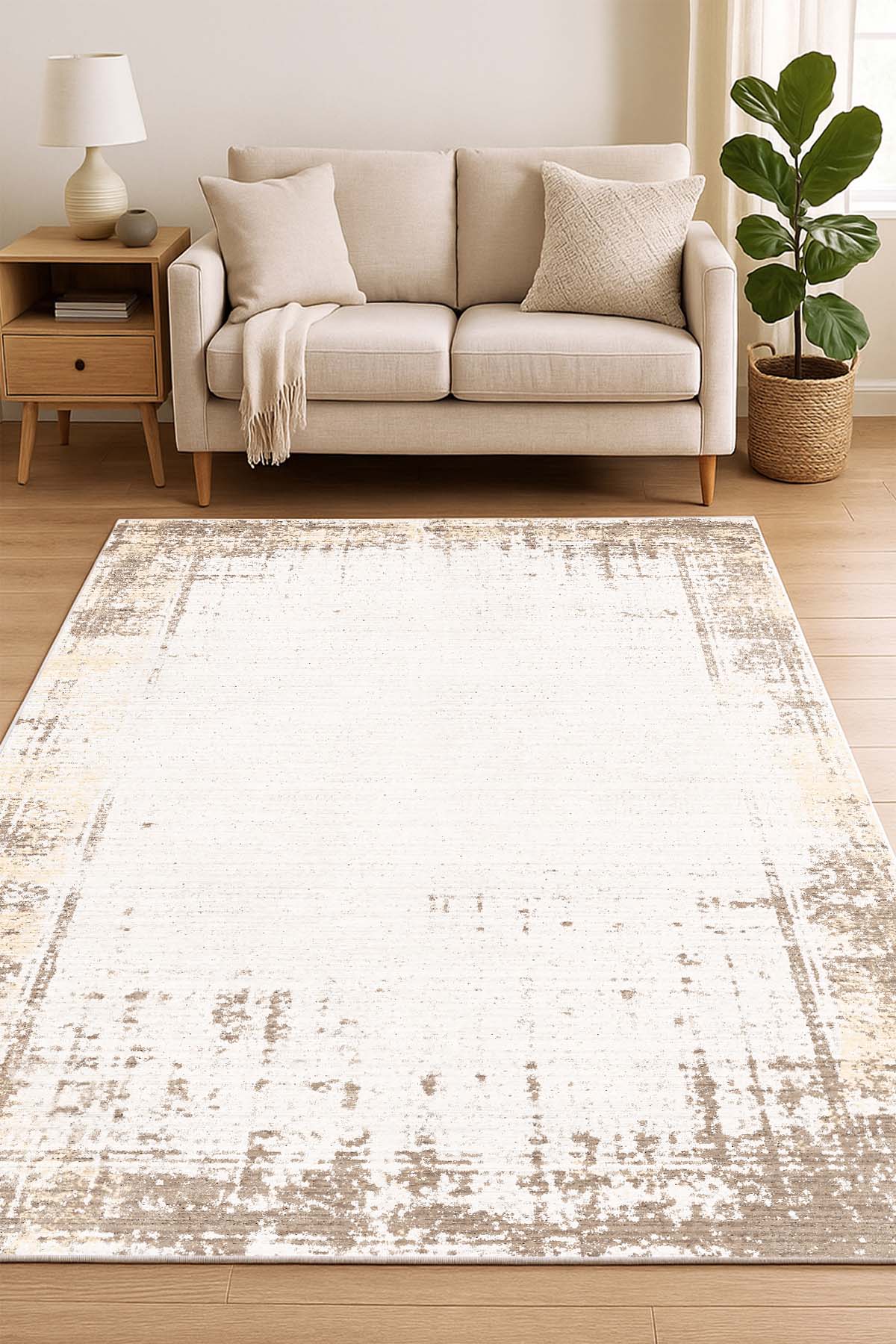 West Home Dijital Baskılı Yıkanabilir Kaymaz Taban Salon, Mutfak ve Yolluk Halısı-839 Beige
