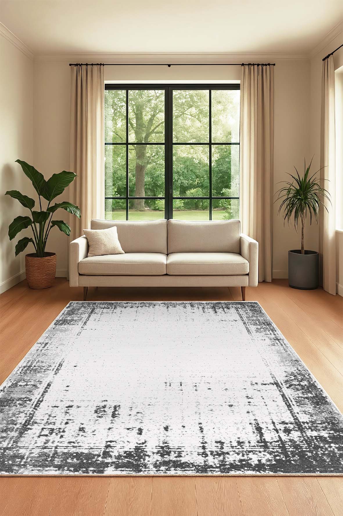 West Home Dijital Baskılı Yıkanabilir Kaymaz Taban Salon, Mutfak ve Yolluk Halısı-839 White