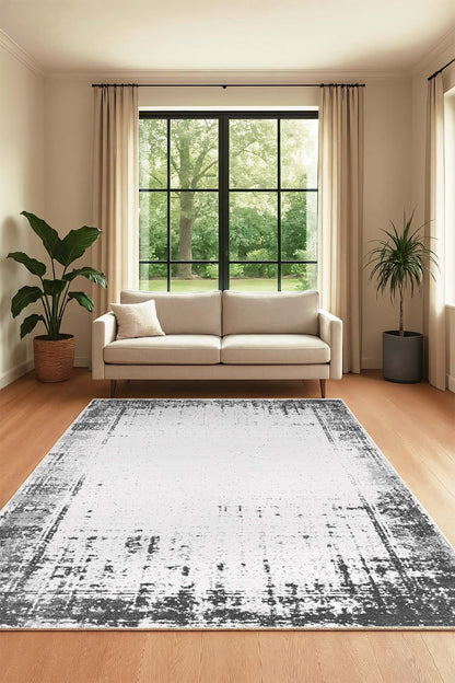 West Home Dijital Baskılı Yıkanabilir Kaymaz Taban Salon, Mutfak ve Yolluk Halısı-839 White