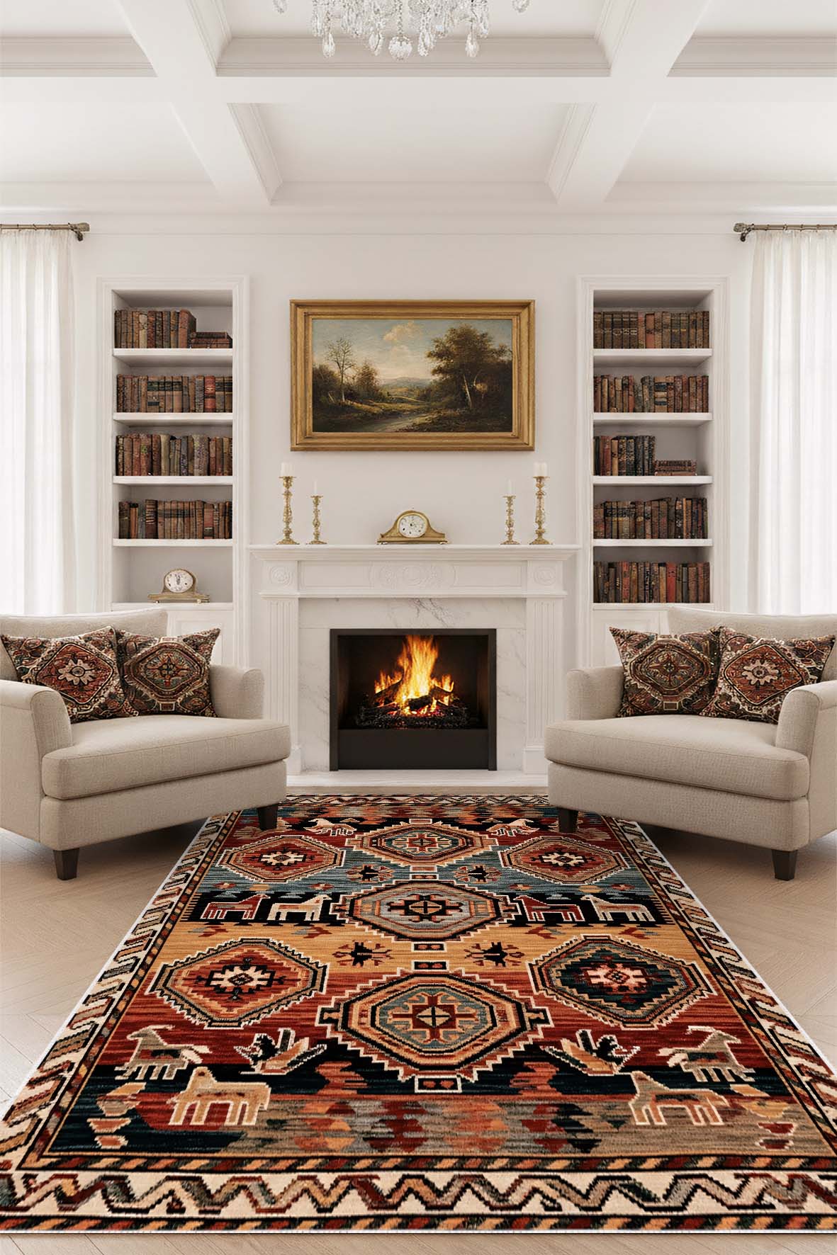 West Home Dijital Baskılı Yıkanabilir Kaymaz Taban Salon, Mutfak ve Yolluk Halısı-845 Multy