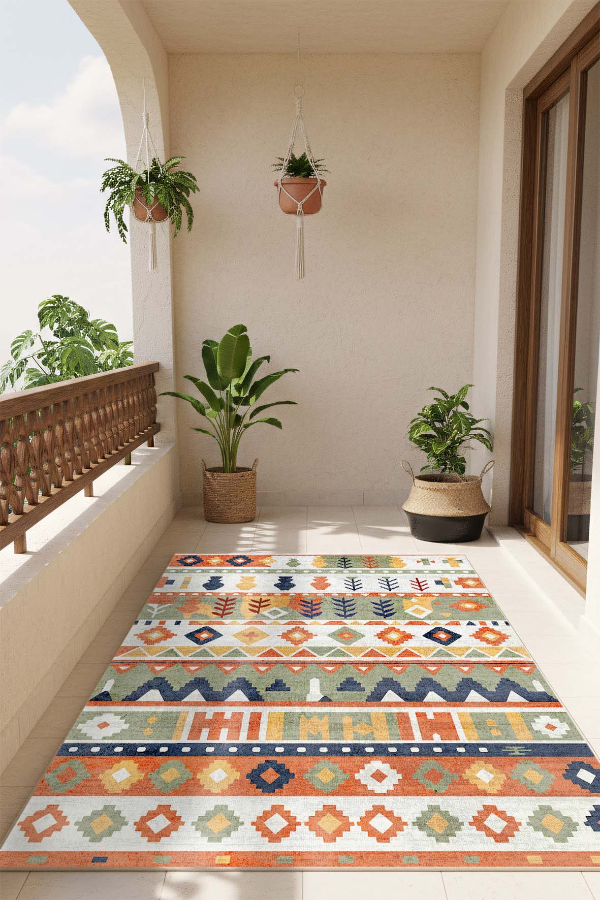 West Home Dijital Baskılı Yıkanabilir Kaymaz Taban Salon, Mutfak ve Yolluk Halısı-847 Multy