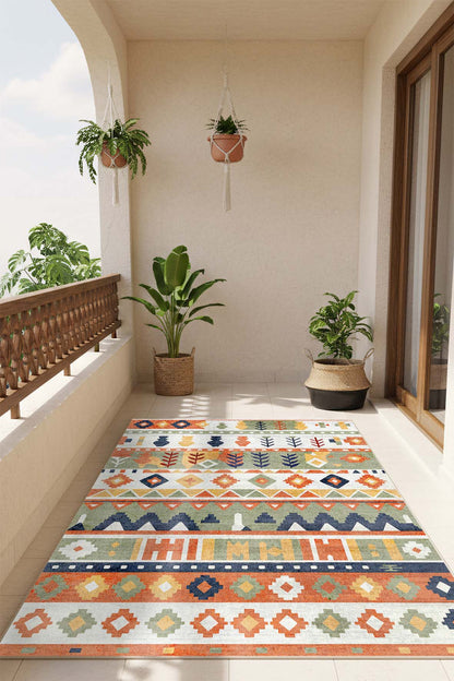 West Home Dijital Baskılı Yıkanabilir Kaymaz Taban Salon, Mutfak ve Yolluk Halısı-847 Multy