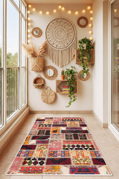 West Home Dijital Baskılı Yıkanabilir Kaymaz Taban Salon, Mutfak ve Yolluk Halısı-848 Multy