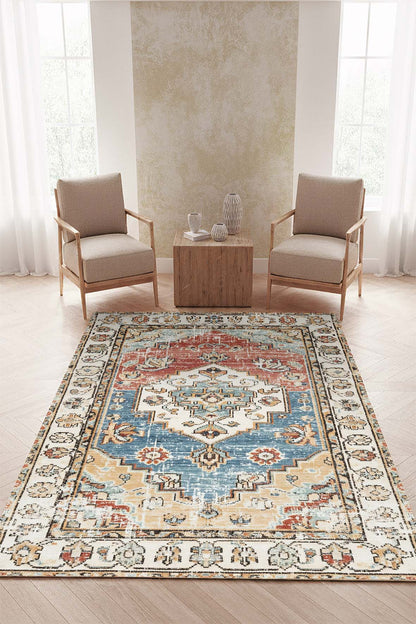West Home Dijital Baskılı Yıkanabilir Kaymaz Taban Salon, Mutfak ve Yolluk Halısı-849 Multy