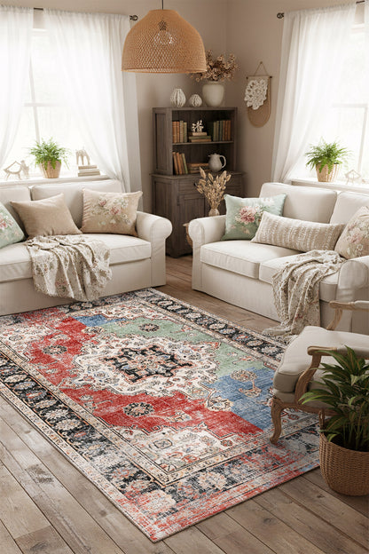 West Home Dijital Baskılı Yıkanabilir Kaymaz Taban Salon, Mutfak ve Yolluk Halısı-850 Multy