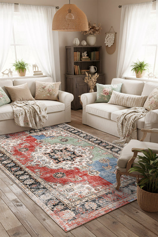 West Home Dijital Baskılı Yıkanabilir Kaymaz Taban Salon, Mutfak ve Yolluk Halısı-850 Multy