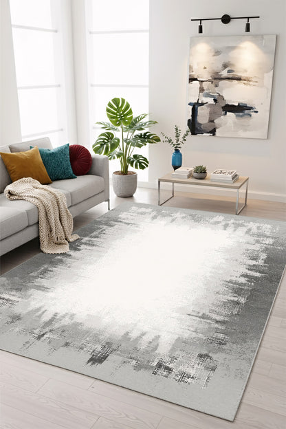 West Home Dijital Baskılı Yıkanabilir Kaymaz Taban Salon, Mutfak ve Yolluk Halısı-853 Grey