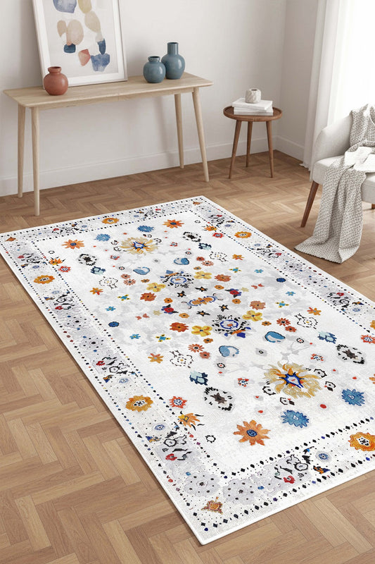 West Home Dijital Baskılı Yıkanabilir Kaymaz Taban Salon, Mutfak ve Yolluk Halısı-856 Grey