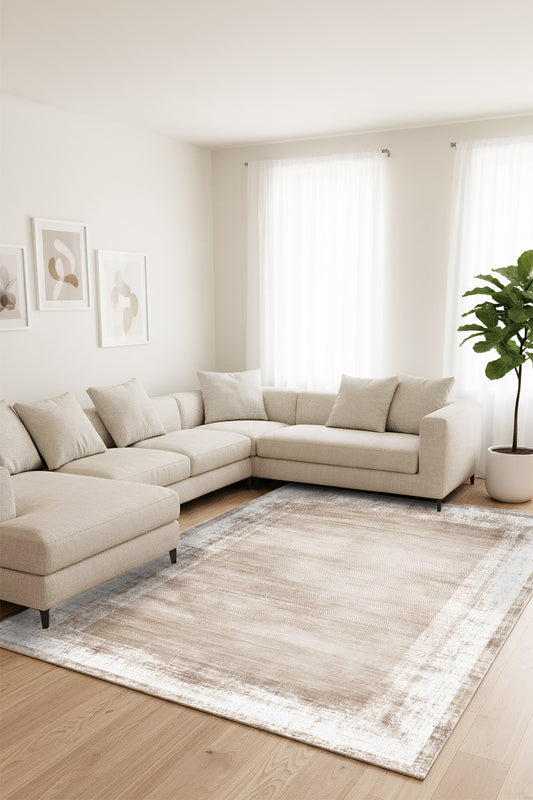 West Home Dijital Baskılı Yıkanabilir Kaymaz Taban Salon, Mutfak ve Yolluk Halısı-857 Beige