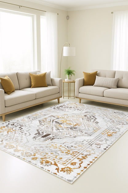 West Home Dijital Baskılı Yıkanabilir Kaymaz Taban Salon, Mutfak ve Yolluk Halısı-859 Beige