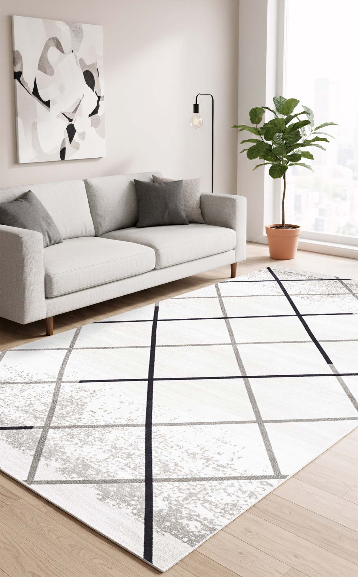 West Home Dijital Baskılı Yıkanabilir Kaymaz Taban Salon, Mutfak ve Yolluk Halısı-860 White