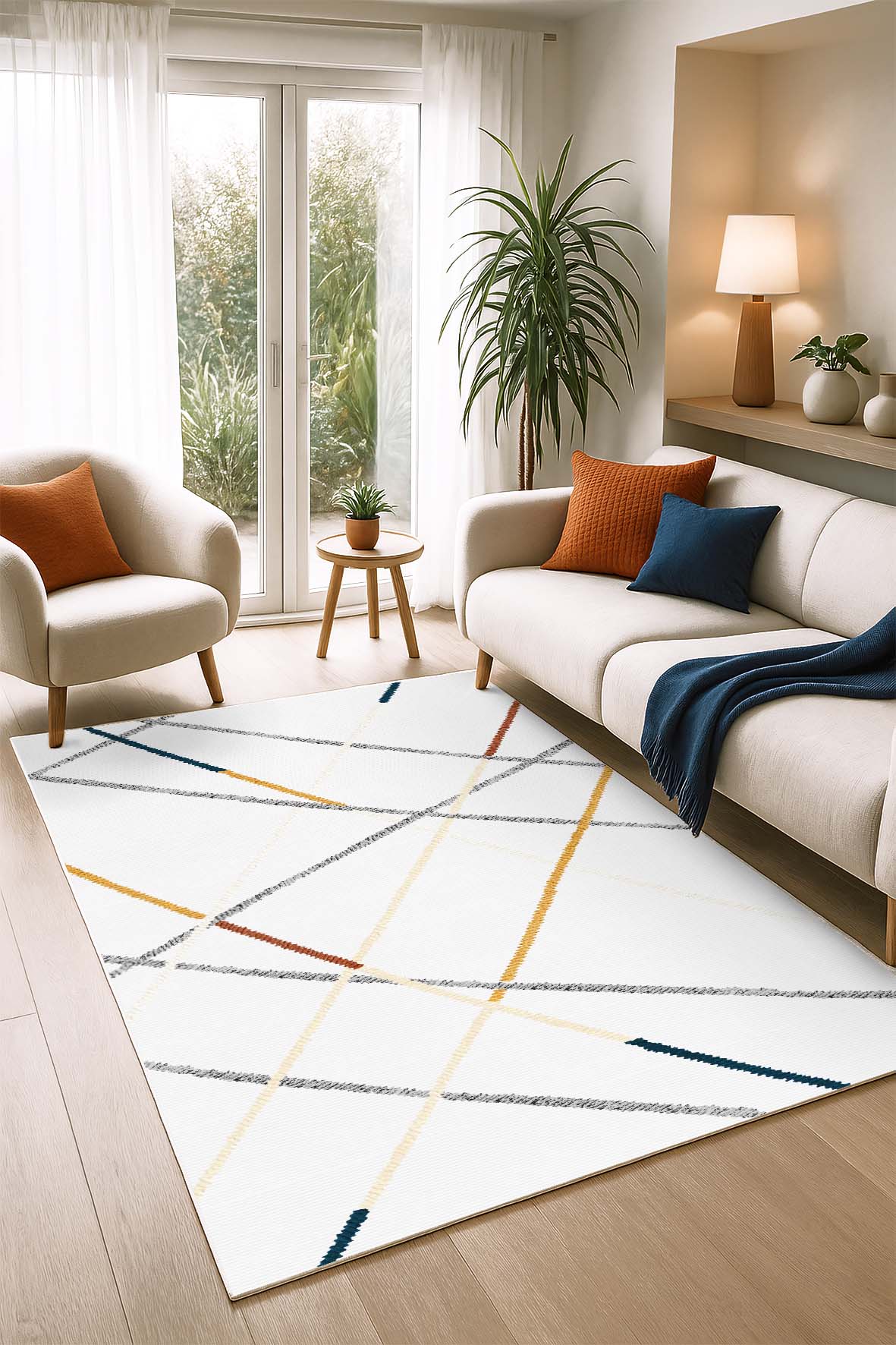 West Home Dijital Baskılı Yıkanabilir Kaymaz Taban Salon, Mutfak ve Yolluk Halısı-862 White