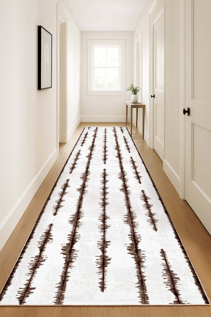 West Home Dijital Baskılı Yıkanabilir Kaymaz Taban Salon, Mutfak ve Yolluk Halısı-863 White