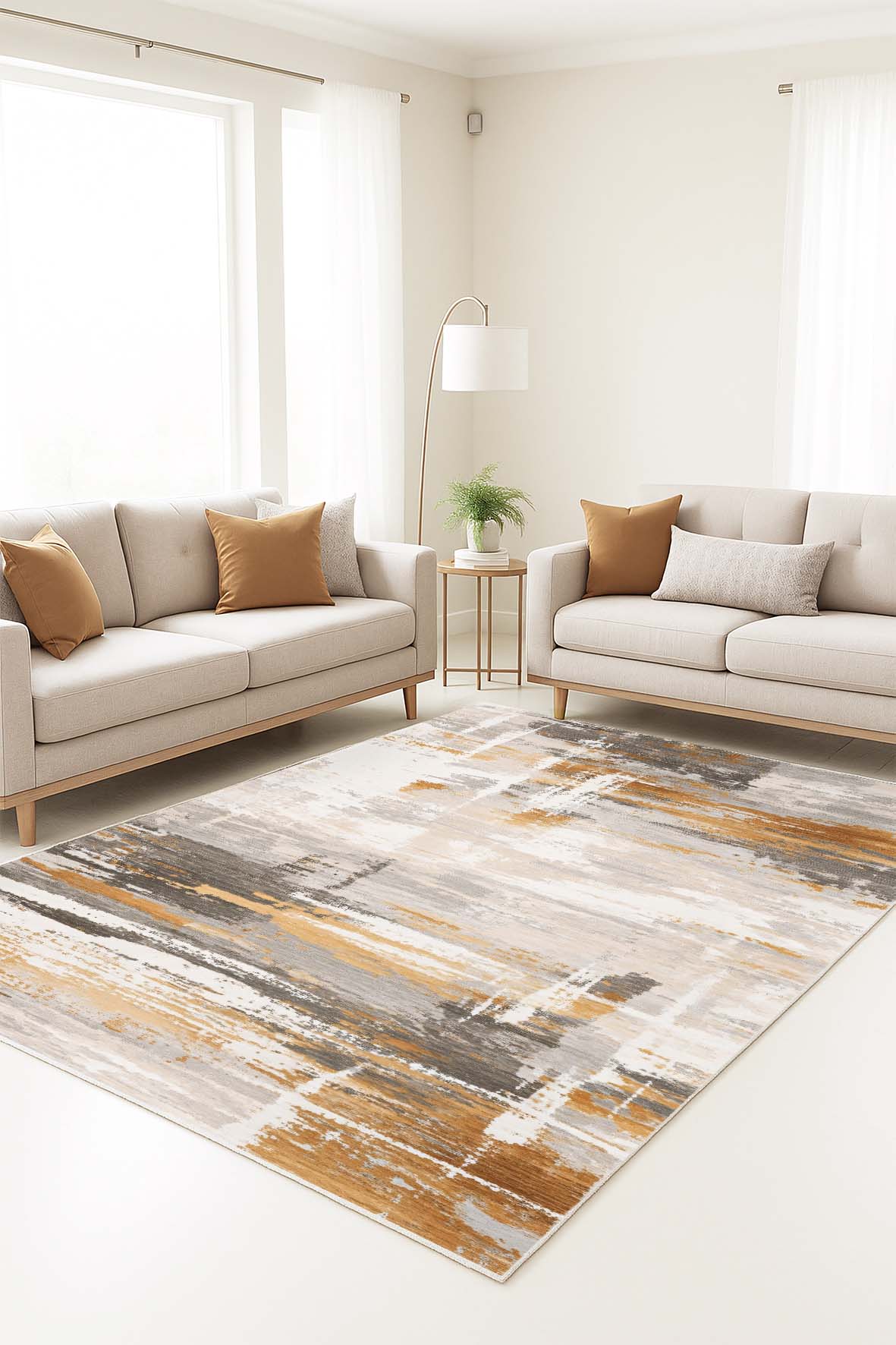 West Home Dijital Baskılı Yıkanabilir Kaymaz Taban Salon, Mutfak ve Yolluk Halısı-864 Beige