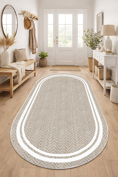 West Home Dijital Baskılı Yıkanabilir Kaymaz Taban Salon, Mutfak ve Yolluk Halısı-875 Beige