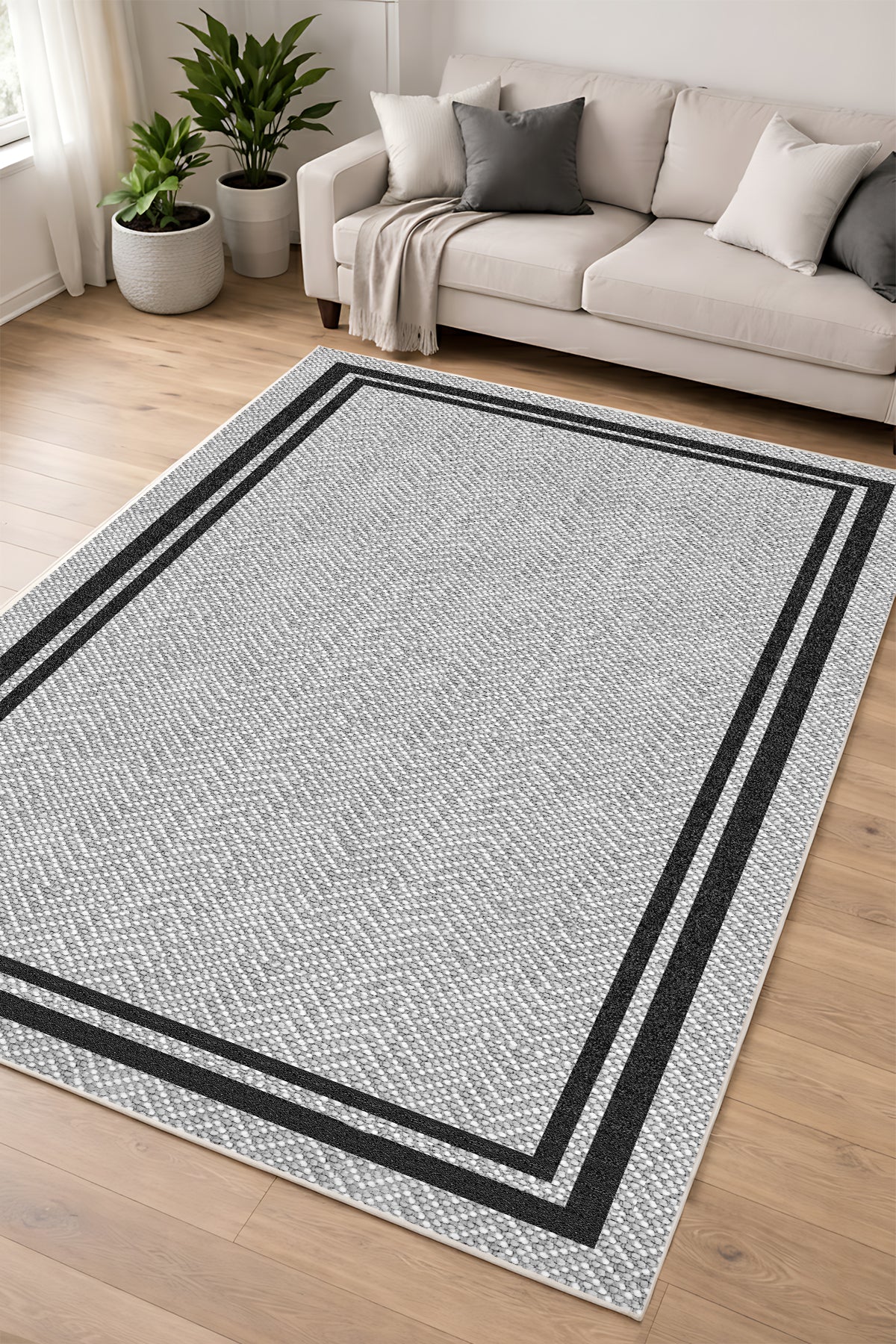 West Home Dijital Baskılı Yıkanabilir Kaymaz Taban Salon, Mutfak ve Yolluk Halısı-875 Grey