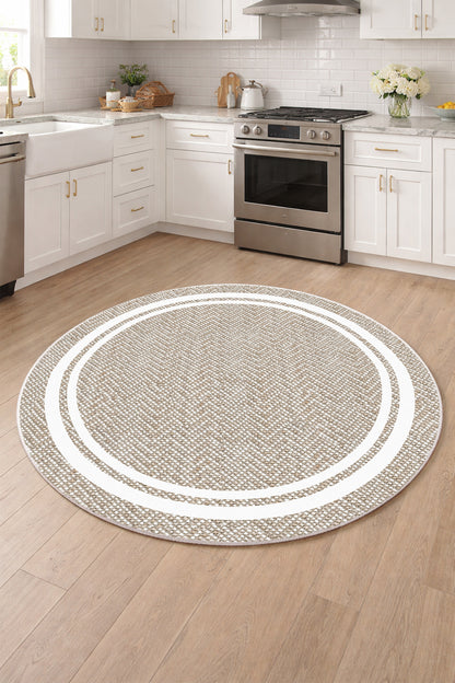 West Home Dijital Baskılı Yıkanabilir Kaymaz Taban Salon, Mutfak ve Yolluk Halısı-875 Beige