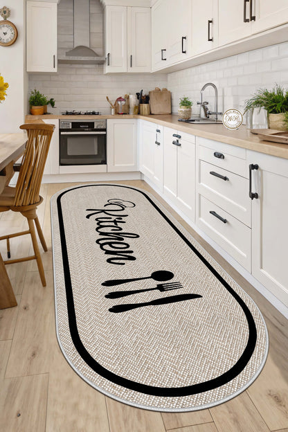 West Home Digital Print Washable Non-Slip Living Room, Kitchen and Hallway Rug - 875 Beige