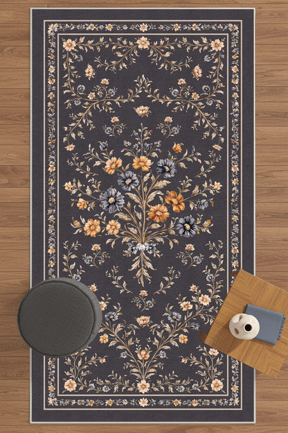 West Home Dijital Baskılı Yıkanabilir Kaymaz Taban Salon, Mutfak ve Yolluk Halısı-881 Anthratice