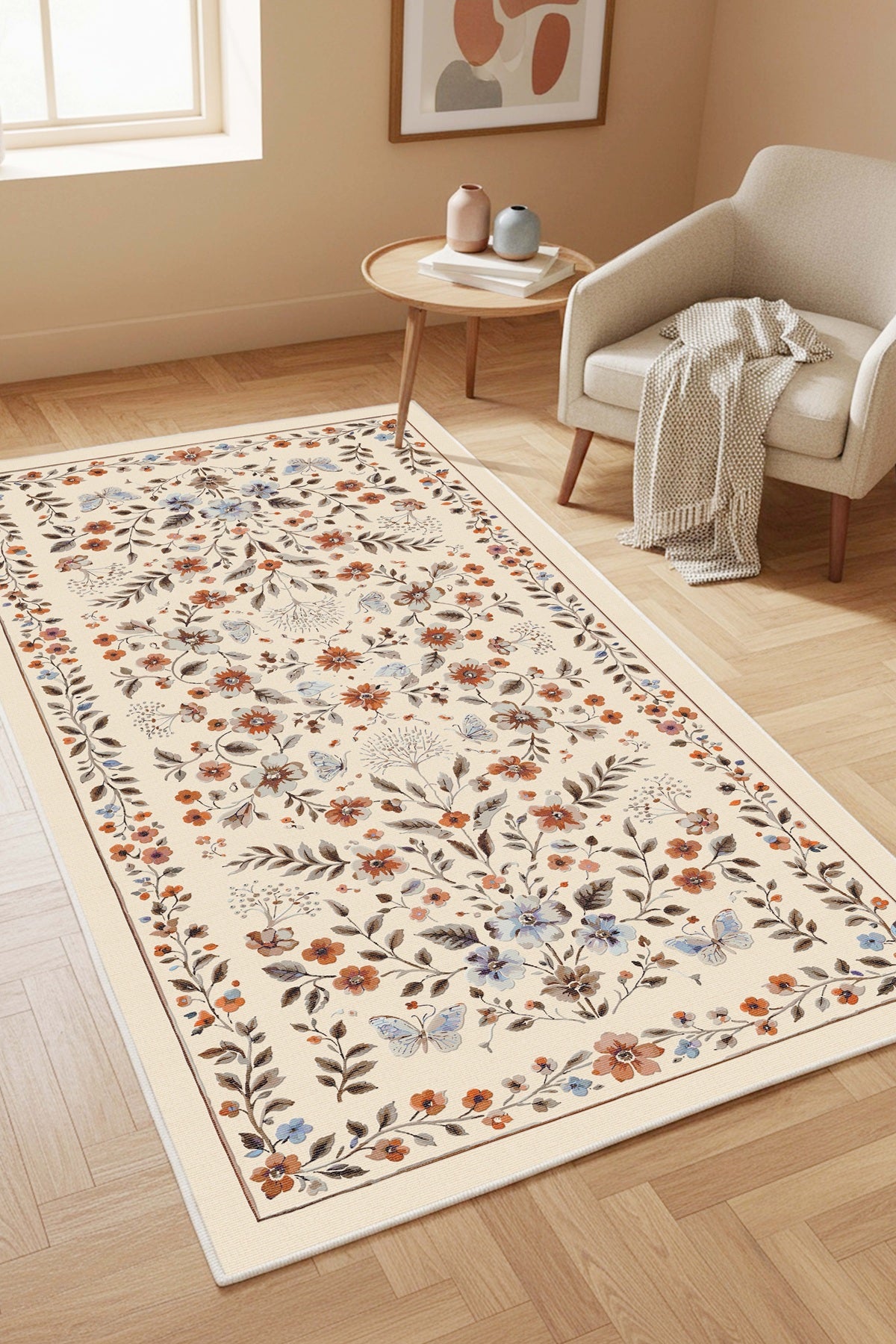 West Home Dijital Baskılı Yıkanabilir Kaymaz Taban Salon, Mutfak ve Yolluk Halısı-882 Beige