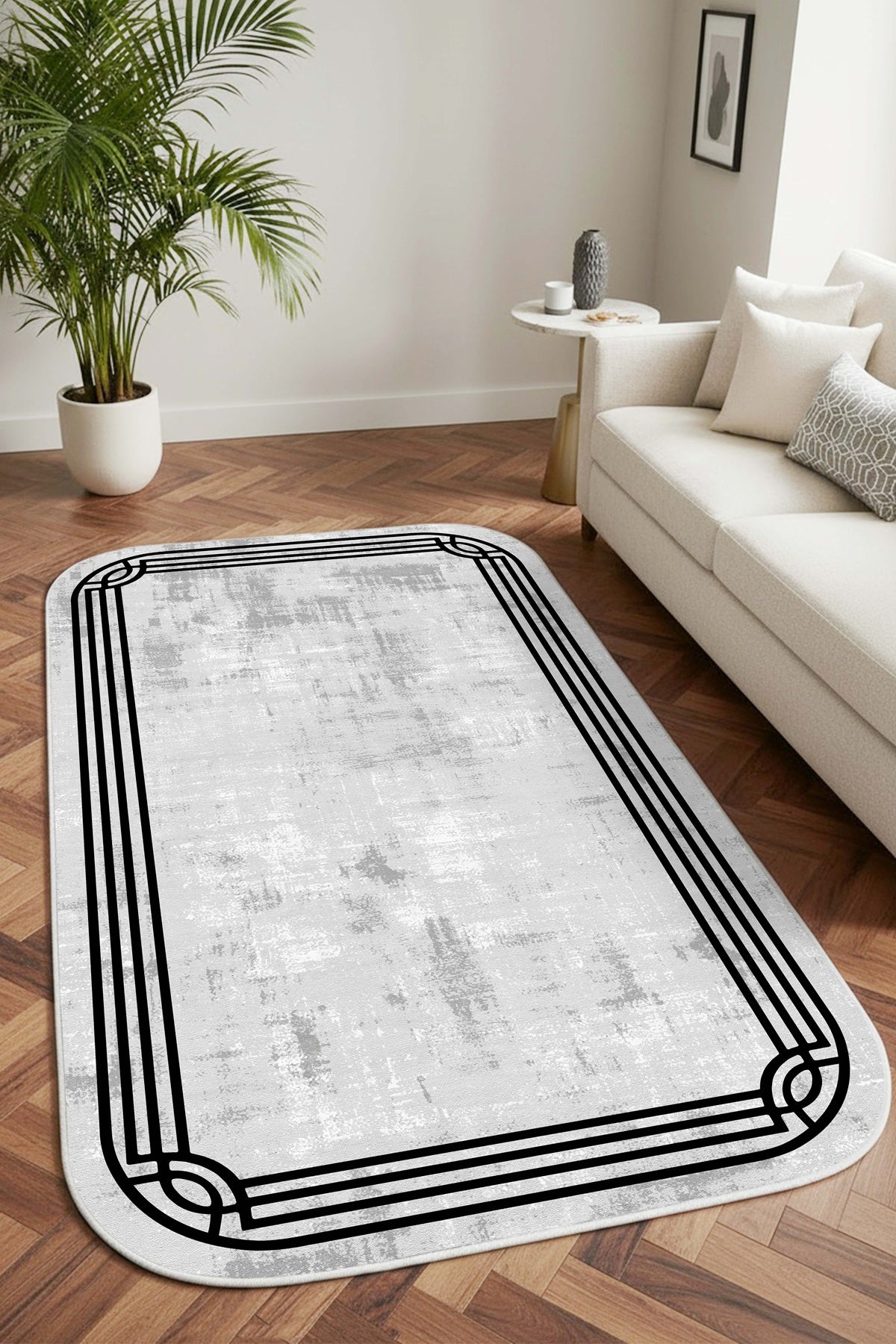 West Home Dijital Baskılı Yıkanabilir Kaymaz Taban Salon, Mutfak ve Yolluk Halısı-888 Grey