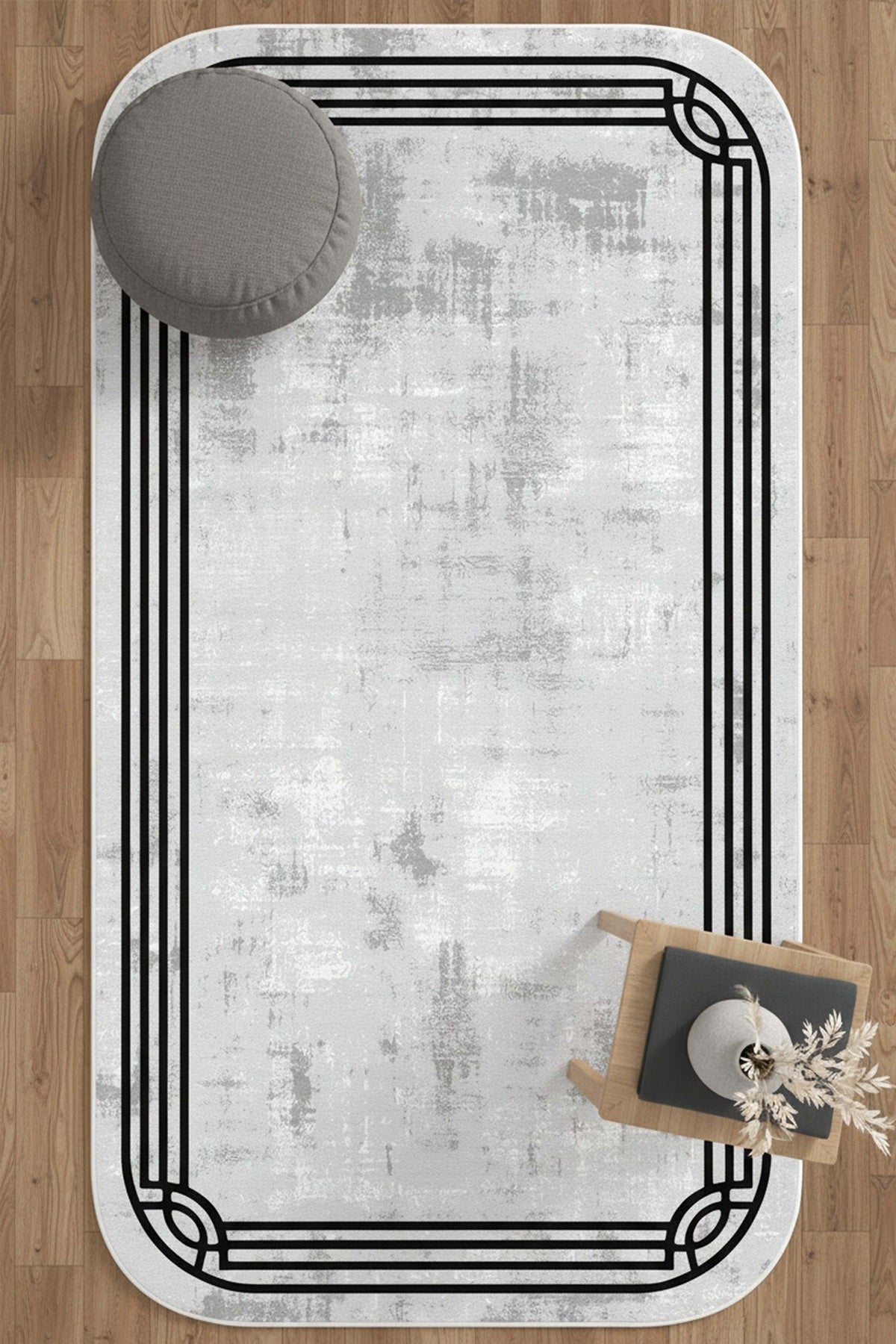 West Home Dijital Baskılı Yıkanabilir Kaymaz Taban Salon, Mutfak ve Yolluk Halısı-888 Grey