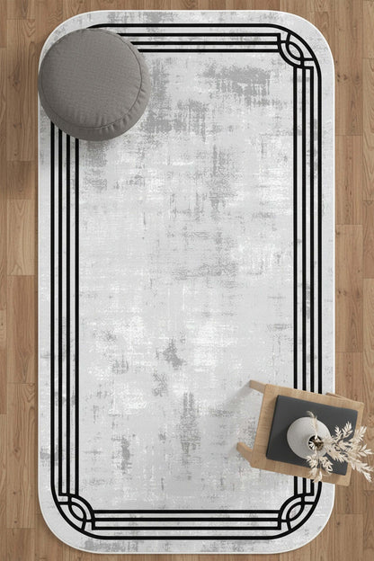 West Home Dijital Baskılı Yıkanabilir Kaymaz Taban Salon, Mutfak ve Yolluk Halısı-888 Grey