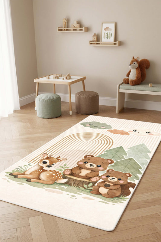 West Home Makinede Yıkanabilir, Çocuk Halısı-894 Beige
