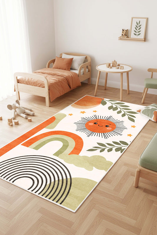 West Home Dijital Baskılı Yıkanabilir Kaymaz Taban Çocuk Halısı-895 Multy