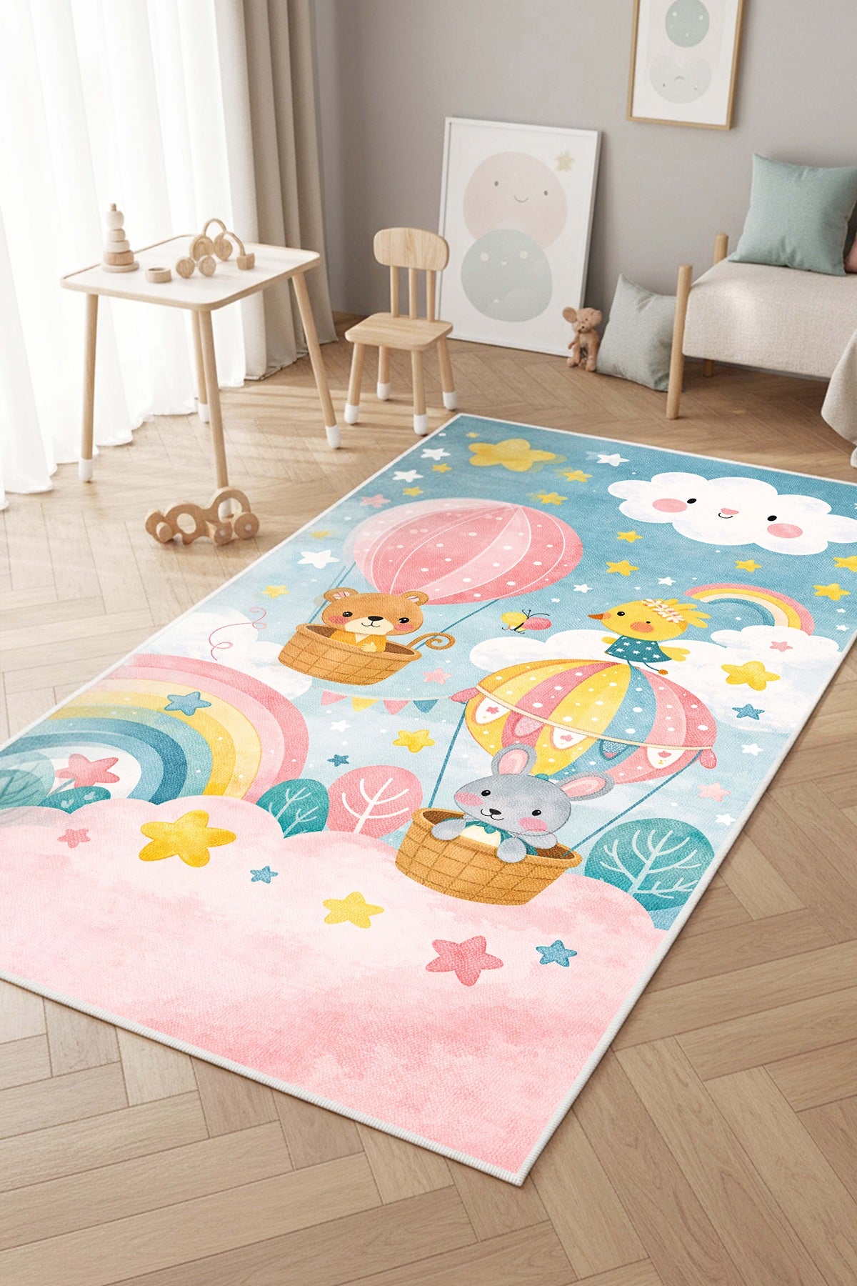 West Home Machine Washable Children's Rug - 513 Rose