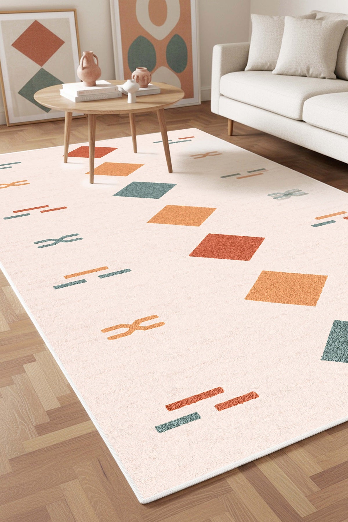 West Home Digital Print Washable Non-Slip Base Living Room, Kitchen and Hallway Rug - 859 Multy