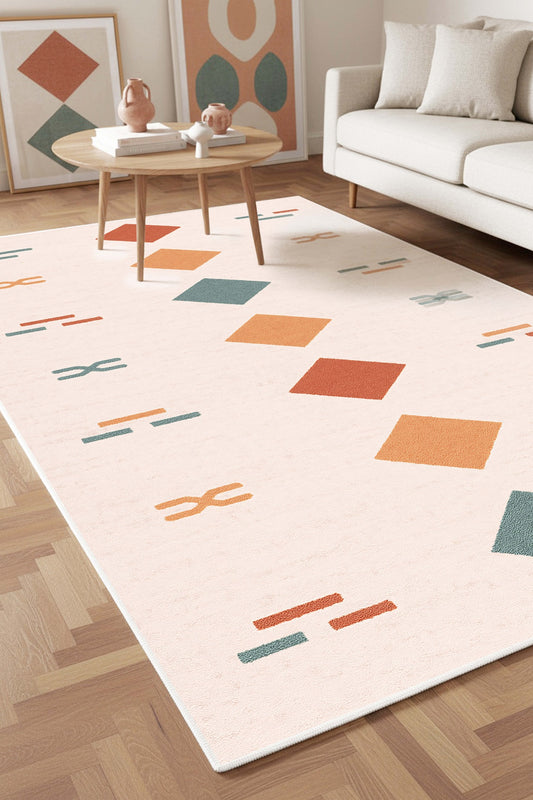 West Home Dijital Baskılı Yıkanabilir Kaymaz Taban Salon, Mutfak ve Yolluk Halısı-901 Multy