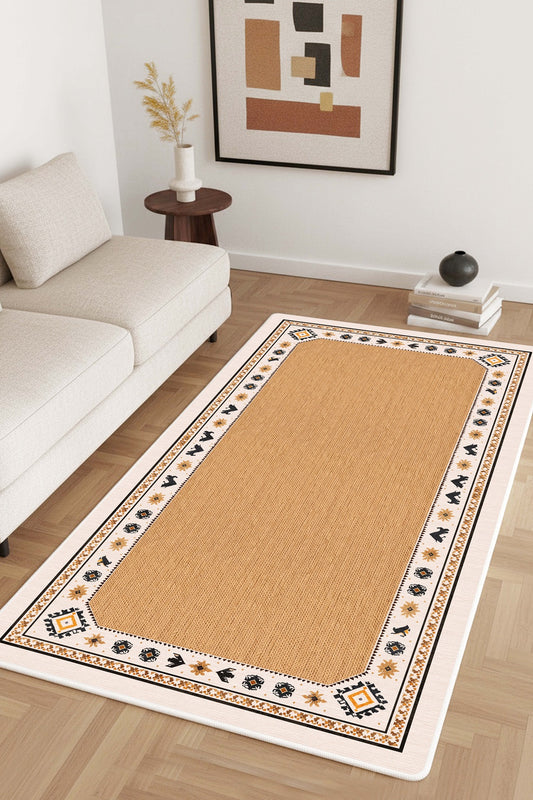 West Home Dijital Baskılı Yıkanabilir Kaymaz Taban Salon, Mutfak ve Yolluk Halısı-902 Beige