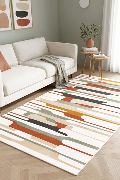 West Home Digital Print Washable Non-Slip Living Room, Kitchen and Hallway Rug - 786 Beige