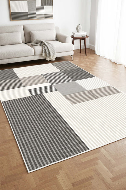 West Home Digital Print Washable Non-Slip Living Room, Kitchen and Hallway Rug - 738 Grey