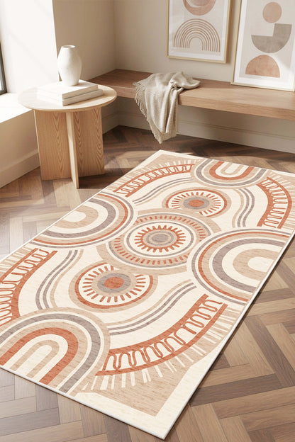 West Home Digital Print Washable Non-Slip Base Living Room, Kitchen and Hallway Rug - 859 Multy