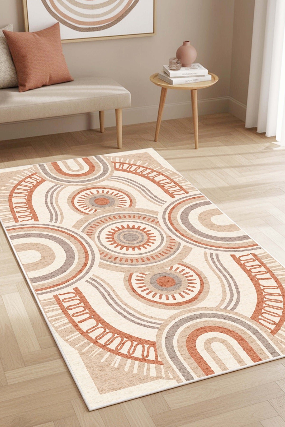 West Home Digital Print Washable Non-Slip Base Living Room, Kitchen and Hallway Rug - 859 Multy